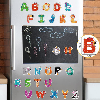 48Pcs Magnetic Letters and Numbers Fridge Magnets, 26 Uppercase Letters 0-9 Numbers Refrigerator Magnets Cute Animal Alphabet Magnets for Student School Learning Spelling