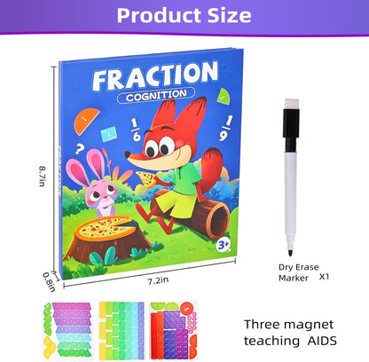 Magnetic Fraction Educational Puzzle,Magnetic Fraction Tiles & Fraction Circles,Montessori Fraction Manipulatives Learning Games for Kids,Fraction Manipulatives for Elementary School (Zebra)