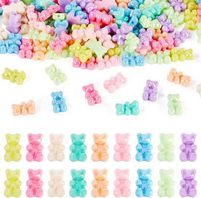 Kissitty 100Pcs Clear Acrylic Bear Beads Cute Bears Loose Beads Bulk Transparent Gummy Bear Spacer Bead Counting Bears for Bracelet Adults Necklace Earring Crafts Bag Key Chain DIY Jewelry Making