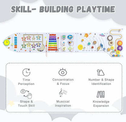 Spacocld Rocket Activity Wall Busy Board Panels - Sensory Wall Panel for Kids, Montessori Toddler Wall Activity Board(5PCS)