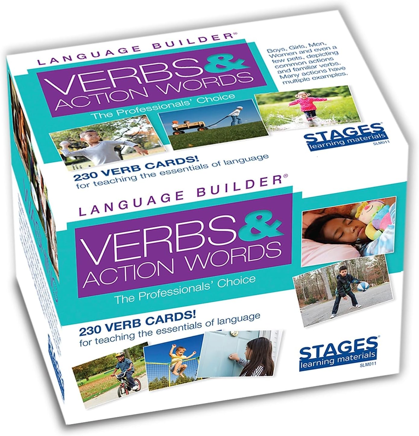Stages Learning Materials Language Builder Verb Flash Cards Photo Vocabulary Autism Learning Products for Aba Therapy & Speech Articulation Suitable for Kids