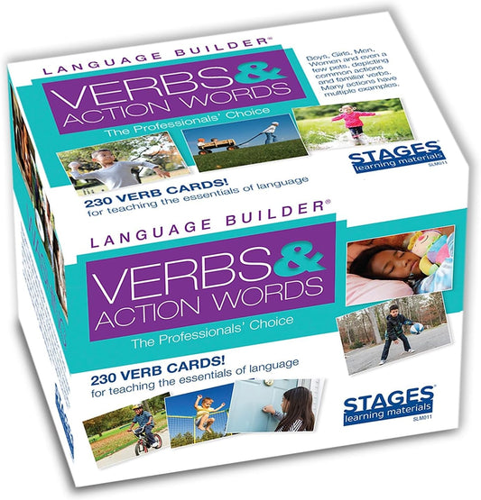 Stages Learning Materials Language Builder Verb Flash Cards Photo Vocabulary Autism Learning Products for Aba Therapy & Speech Articulation Suitable for Kids