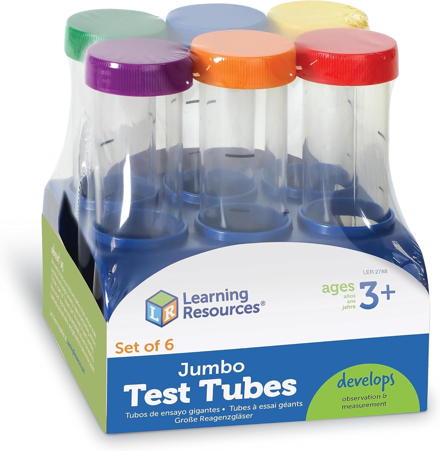 Learning Resources Primary Science Jumbo Test Tubes with Stand, Set of 6 Tubes, Ages 3+