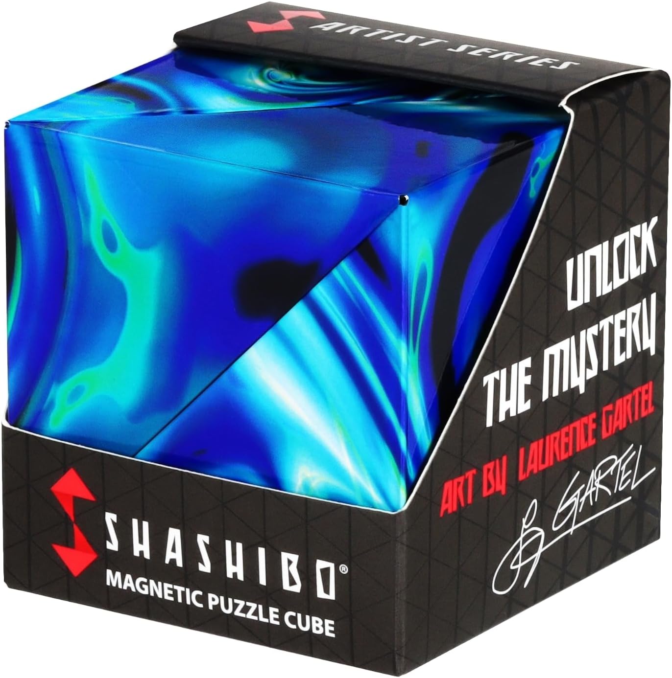 Shashibo Shape Shifting Box - Award-Winning STEM Fidget Toy with Ultra Strong Magnets - Puzzle Cube Transforms Into 100+ Shapes, Perfect Sensory Gift for Kids, Teens, and Adults (Blue Planet)
