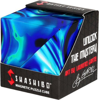 Shashibo Shape Shifting Box - Award-Winning STEM Fidget Toy with Ultra Strong Magnets - Puzzle Cube Transforms Into 100+ Shapes, Perfect Sensory Gift for Kids, Teens, and Adults (Blue Planet)