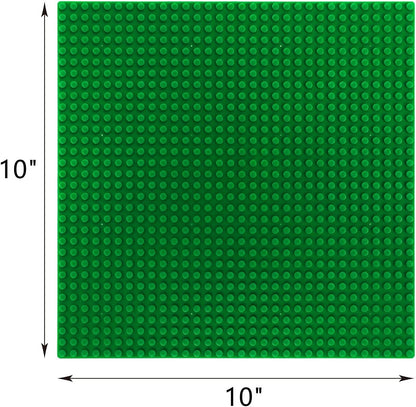 ZEAYEA 12 Pack Classic Baseplates, Building Base Plates Compatible with Most Standard Building Bricks, 10" x 10" Stackable Bases, Green