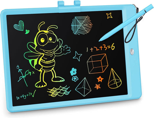 KOKODI LCD Writing Tablet, 12 Inch Colorful Toddler Doodle Board Drawing Tablet, Erasable Reusable Electronic Drawing Pads, Educational and Learning Toy for 3-6 Years Old Boy and Girls(Blue)