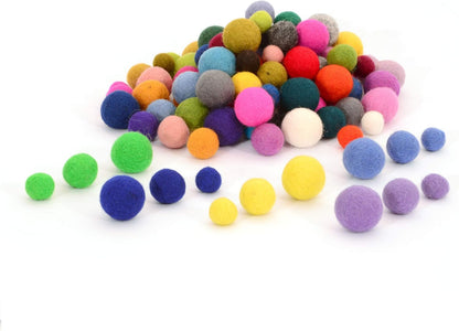 Glaciart One Wool Felt Balls (50 Pieces) 2.5 Centimeters - 1 Inch, Handmade Felted 5 Valentines Colors (Baby Pink, Medium Pink, Magenta and More) - Bulk Small Puff for Felting and Garland