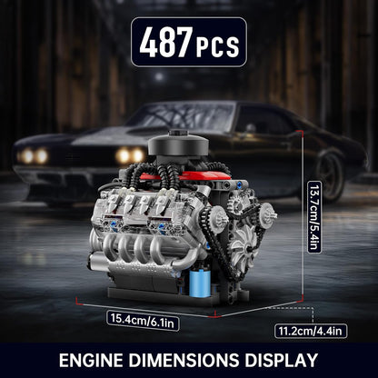 Mould King Mini V8 Engine Kits That Runs, Build Your Own Visible Car Motor, Physical Science Experiment Models for Teens, Best STEM Toy Gifts for 14+ and Adult 10171 (487 Pcs)