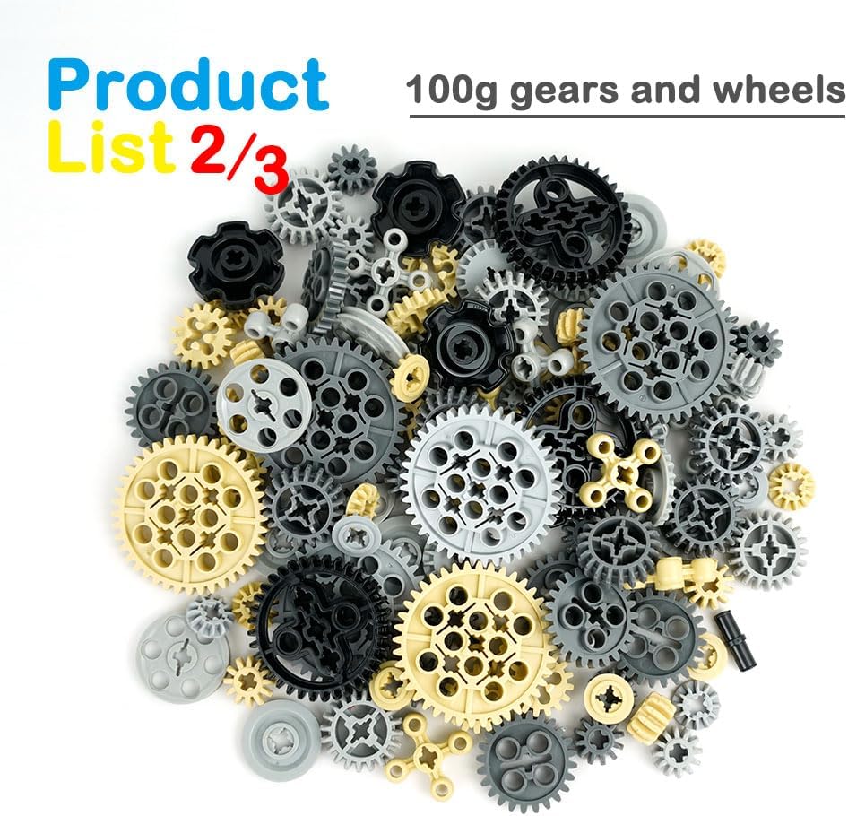 BroTex Technical-Parts-Beams-Gears Bricks Bulk Pins Connectors, Compatible with Car-Motors Accessories Building Blocks Sets MOC Buildings Toys for Adults Kids Age 6+ Toys