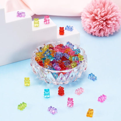 Kissitty 100Pcs Clear Acrylic Bear Beads Cute Bears Loose Beads Bulk Transparent Gummy Bear Spacer Bead Counting Bears for Bracelet Adults Necklace Earring Crafts Bag Key Chain DIY Jewelry Making