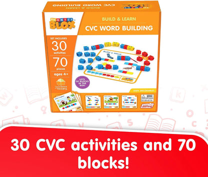 Junior Learning: Rainbow Phonics Blox: CVC Word Building - Phase 2-30 Activity Cards, Color Coded Blocks, Learning, Reading Development, Kids 4+