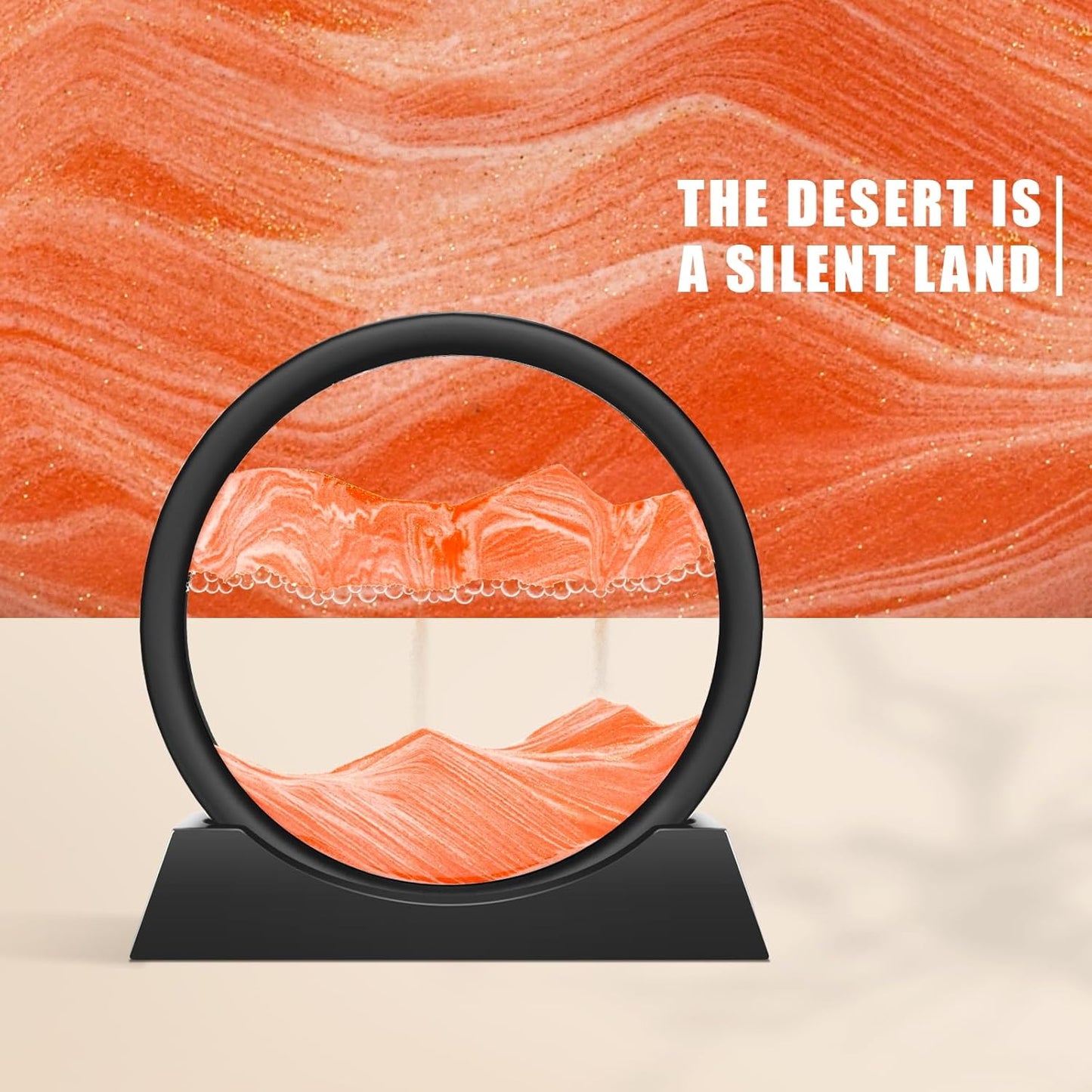 Wai Danie Moving Sand Art Picture 3D Hourglass Deep Sea Sandscape Liquid Motion Display Painting Flowing Sand Frame Relaxing Desktop Home Office Work Decor (Black, 12 Inches)