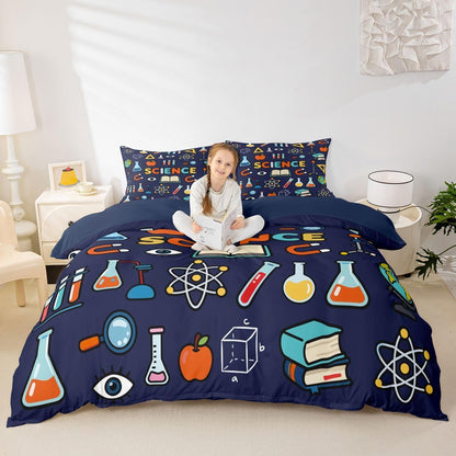 Erosebridal Chemistry Lab Bedding Set Twin Size Chemical Equation Duvet Cover for Boys Girls Chemical Elements Science Theme Comforter Cover Teens Kids Science Students Bedding School Dorm Room Decor
