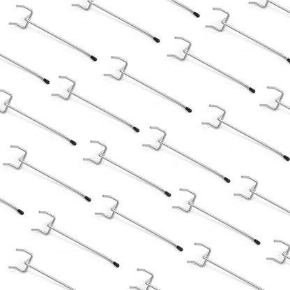 HUHOLE 50-Pack Pink Pegboard Hooks 2 Inch, Decorative Metal Peg Board Hangers with Rubber Safety Tips, Fits 1/8" & 1/4" Boards, Heavy Duty Organizer for Craft Room, Nursery, Garage & Retail Display