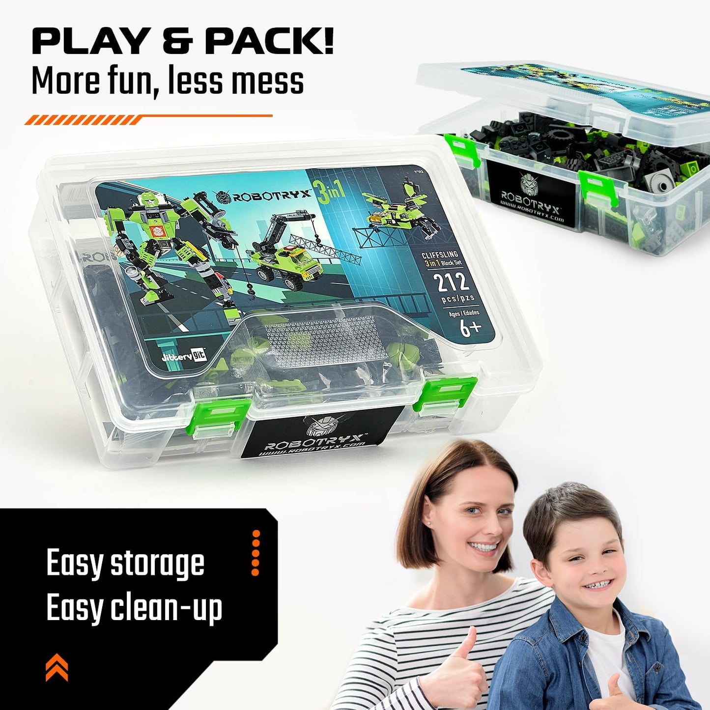 JITTERYGIT Robot Army Buildable Mech Soldier Glow in The Dark Gift Toy Set, Helicopter Military Creative STEM Project, Dinosaur Building Bricks Kit for Kids Ages 6-11 Years Old