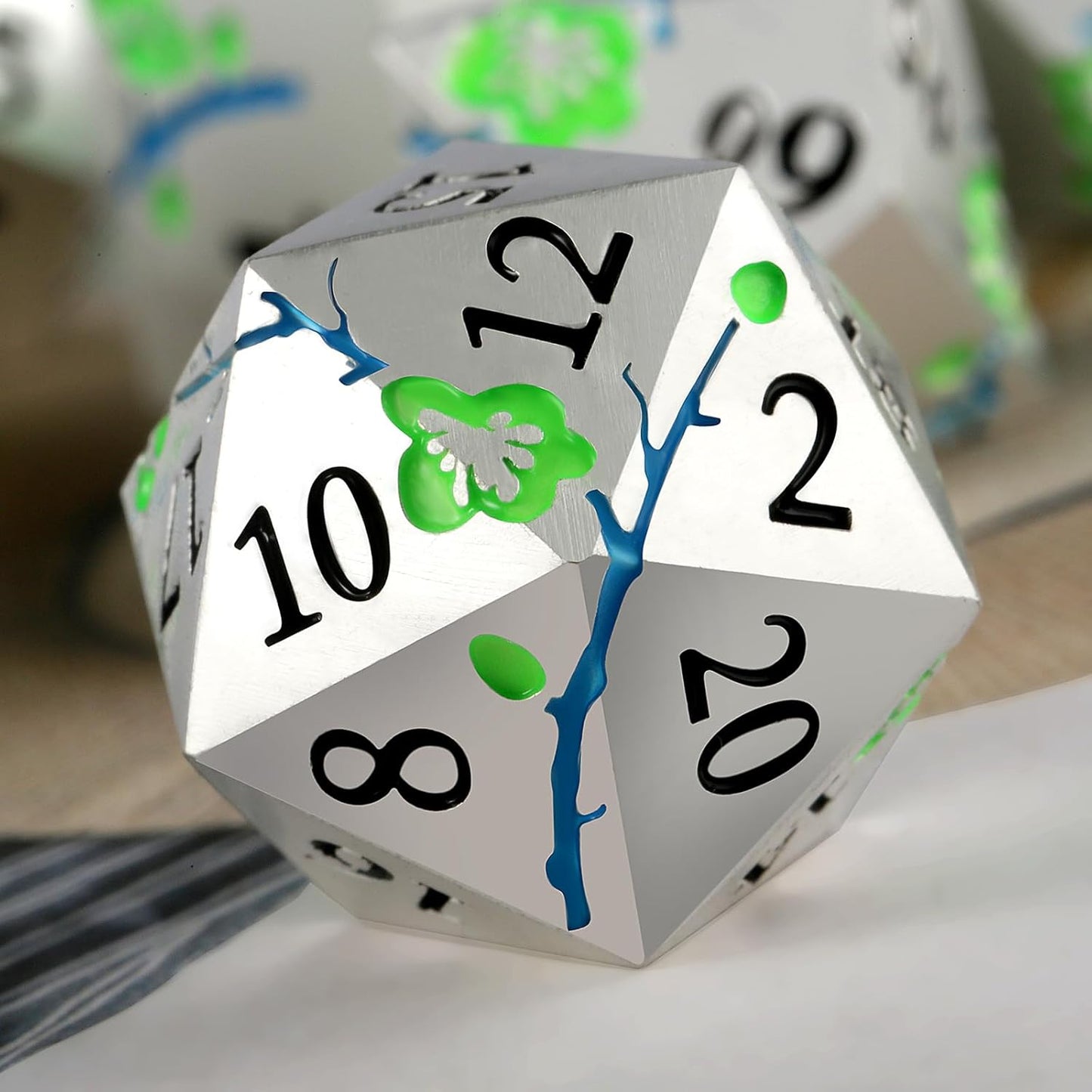 DnDnD Heavy Polyhedral Metal Dice Set with Metal Box, 7-die Shiny Blue Surface with Golden Number for RPG,Dungeons and Dragons,Pathfinder,Shadowrun,D&D,Role Palying Game and Math Teaching - Colors A