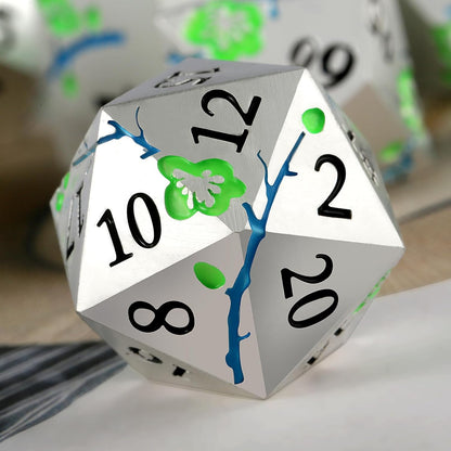 DnDnD Heavy Polyhedral Metal Dice Set with Metal Box, 7-die Shiny Blue Surface with Golden Number for RPG,Dungeons and Dragons,Pathfinder,Shadowrun,D&D,Role Palying Game and Math Teaching - Colors A