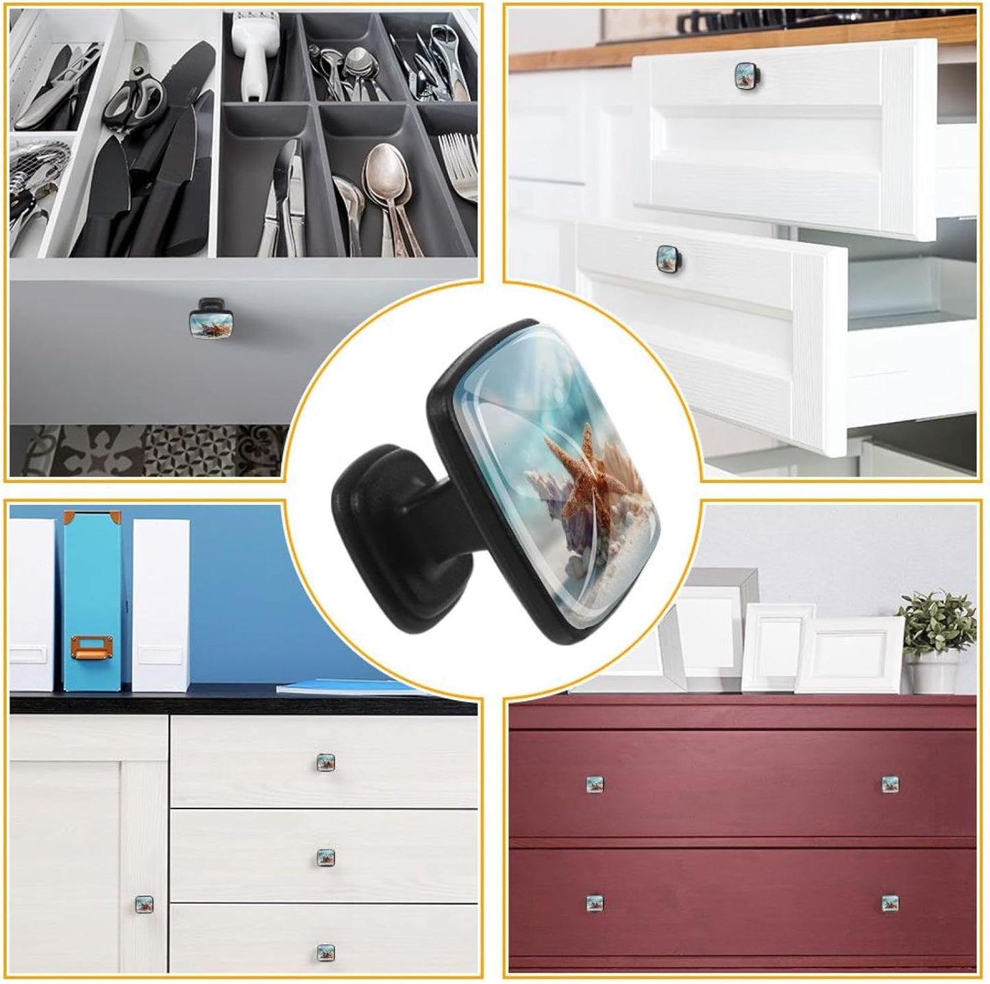 4 Pack Cabinet Knobs Drawer Pulls, 30mm Round ABS Glass Drawer Hardware Growing Butterfly Cabinet Handles with Screws for Dressers Kitchens Cupboard