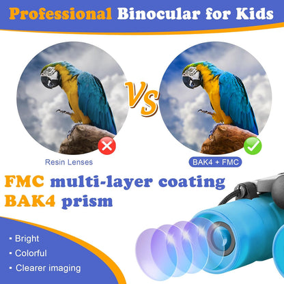 Real Binoculars for Kids Gifts for 3-12 Years Boys Girls 8x21 High-Resolution Optics Compact Toy Binocular for Bird Watching,Travel, Camping