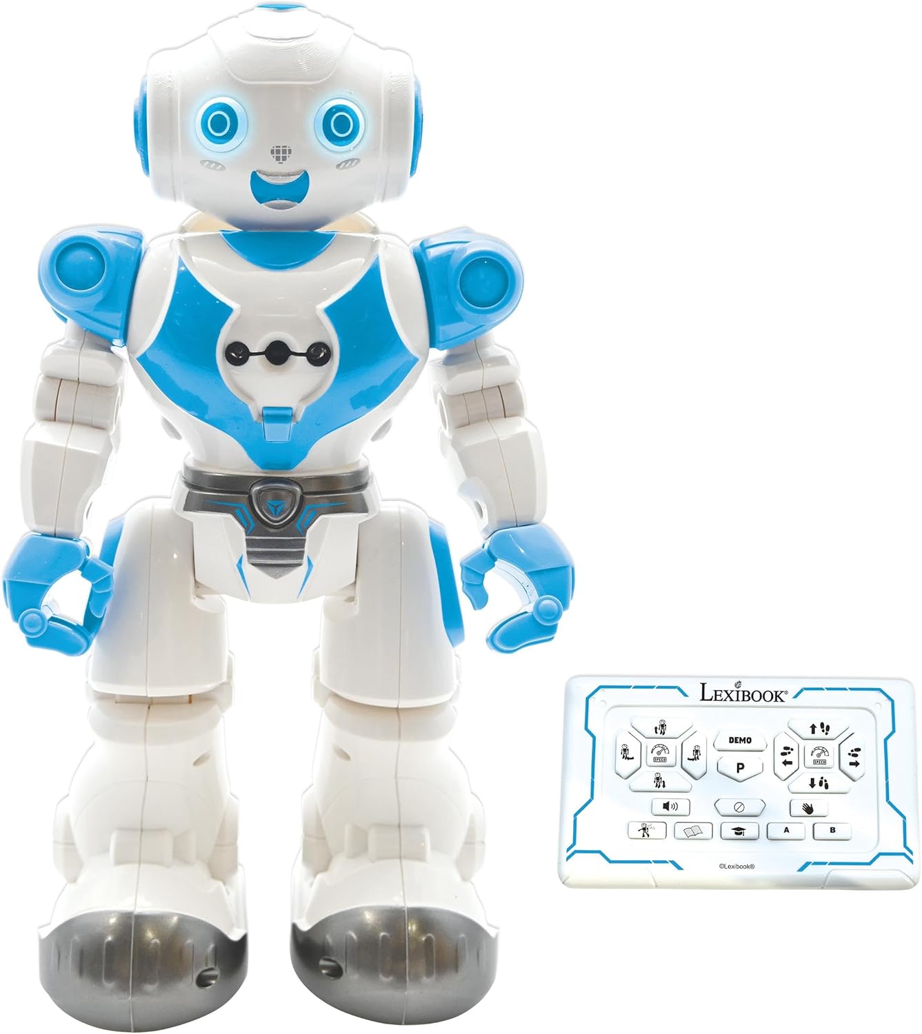 LEXiBOOK, Powerman Neo, My Robot Full of Technology, Remote Control and Gesture Control, Educational Activities in English, Programmable, Music and Dance, Sound and Light Effects, Blue/White, ROB18EN