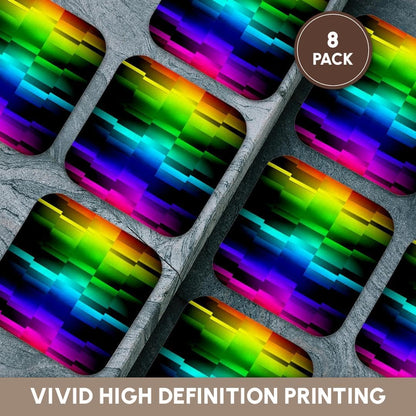 3dRose Prism Fractions a Spectrum of Colors displayed in Geometric Section Set of 8 Ceramic Tile Coasters