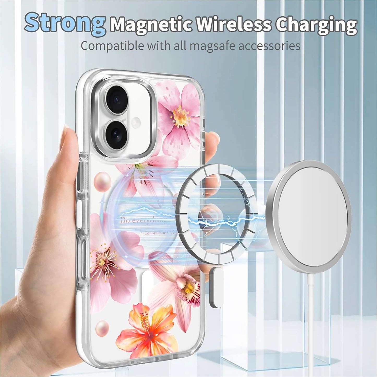 for iPhone 17 Pro Max Case [Compatible with Magsafe],Girls Women Clear Magnetic Case Silicone Shockproof Protective Cover with Pattern Colorful Motivational Letters