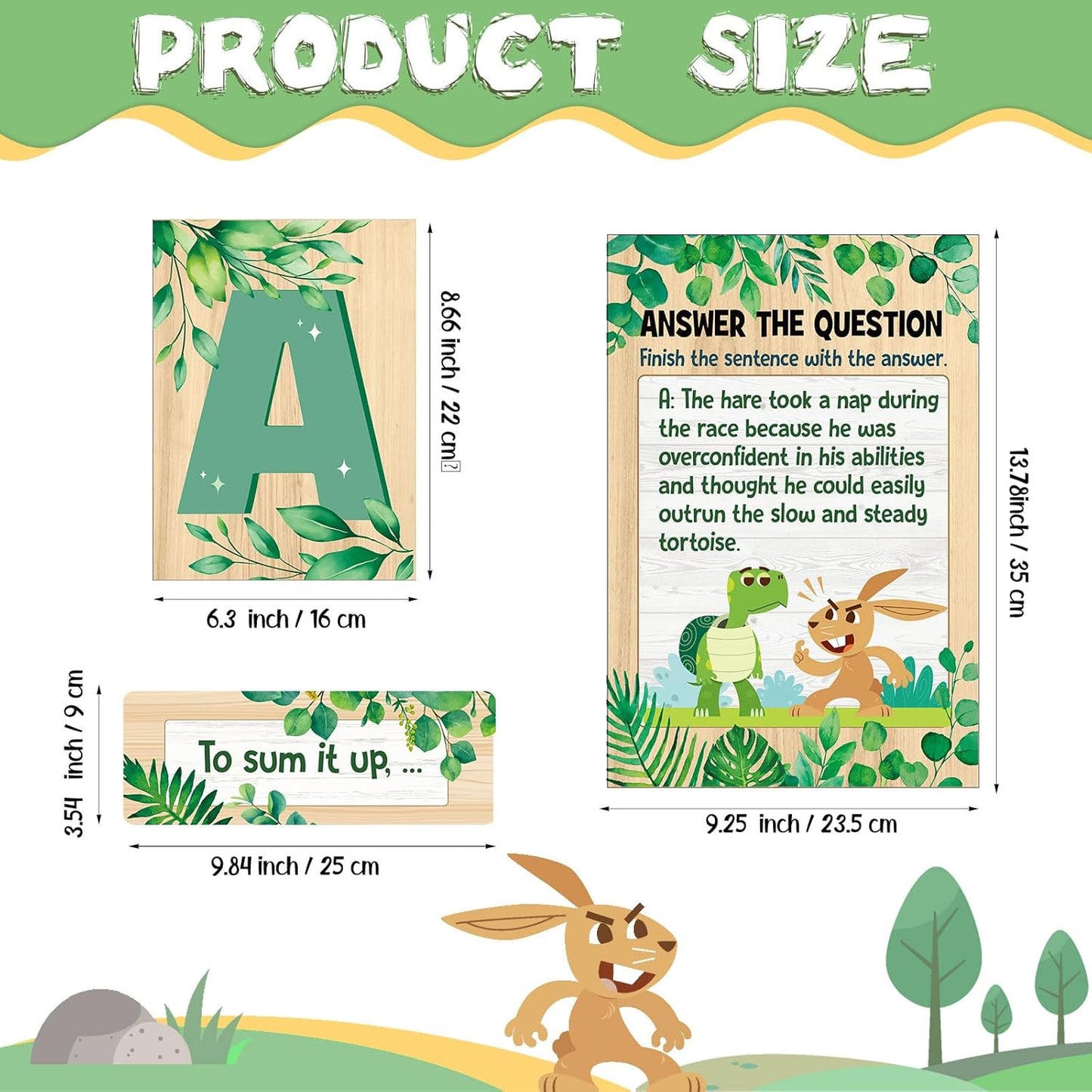 Outus 36 Pcs RACES Writing Strategy Bulletin Board Set, Alphabet Cutout Poster Sentence Starters Cards for Elementary School Classroom, Writing Display Wall Decoration Teacher Supply(Greenery)