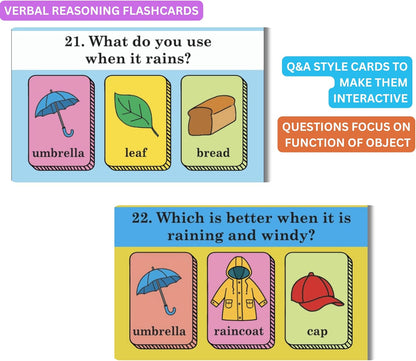 Verbal Reasoning Language Flash Cards for Kids | Q&A Learning Deck for ESL, Home Schooling & Special Needs | Parent and Professional Use