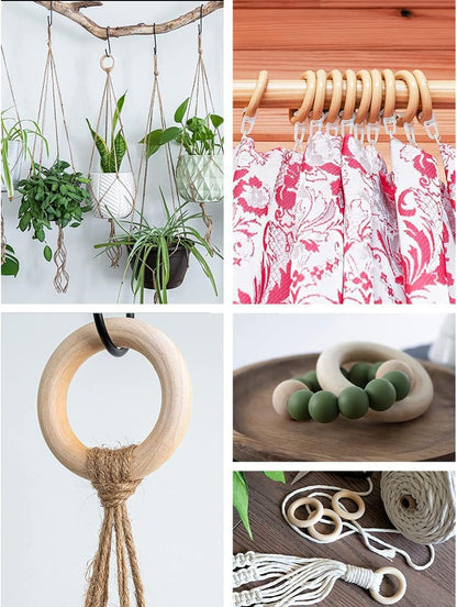 30 Pcs Wooden Rings for Craft, 55mm 2.2inch, Natural Wood Rings for Macrame Pendant Connectors,Jewelry Making, Decor DIY Craft