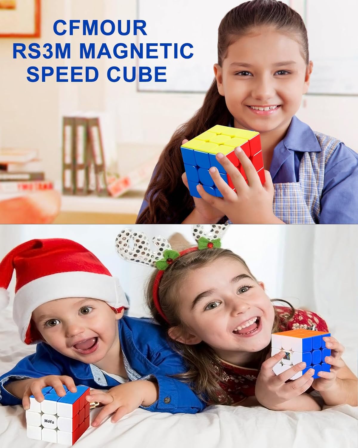 CFMOUR Speed Cube 3x3x3 - Moyu Meilong 3C, Stickerless Magic Cube 3x3, Fast Smooth Turning Vivid Colour 3D Puzzle Brain Toy Travel Games, Turns Quicker Than Original