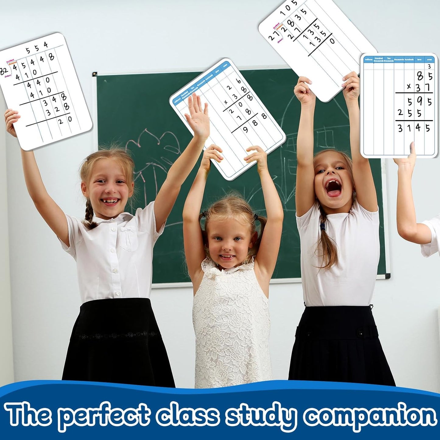 24Pcs Place Value Chart Dry Erase Flash Cards Double Sided Addition Subtraction Cardboard Math Whiteboard Math Manipulatives Teacher Portable Tool 12" x 9"