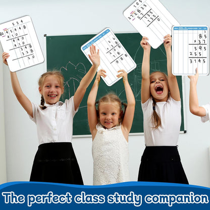 24Pcs Place Value Chart Dry Erase Flash Cards Double Sided Addition Subtraction Cardboard Math Whiteboard Math Manipulatives Teacher Portable Tool 12" x 9"
