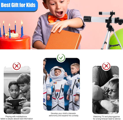 Telescope for Kids & Beginners 40mm Aperture 400mm AZ Mount Astronomical Refracting Telescope with Finder Scope Compass and Tripod