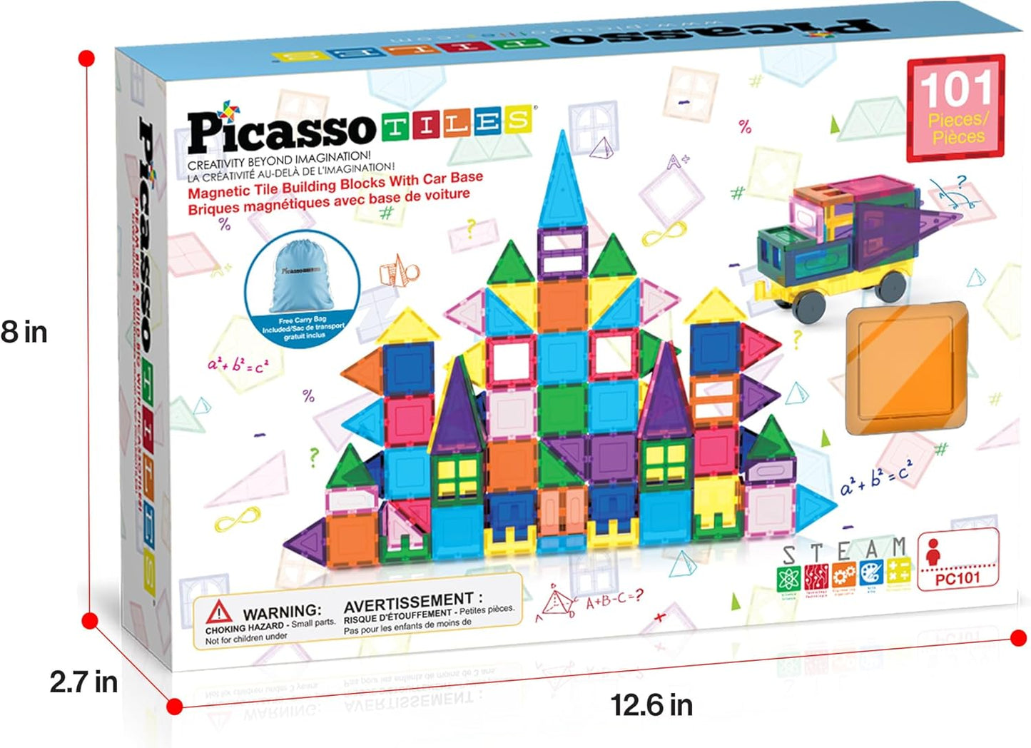 PicassoTiles Magnetic Building Block Set Geometry Shape Magnet Tiles Construction Toy STEM Learning Kit Educational Playset Playboard Pretend Play Stacking Blocks Child Brain Development PT16