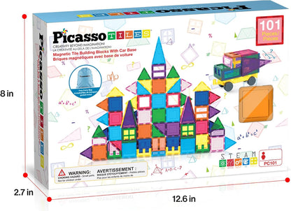 PicassoTiles Magnetic Building Block Set Geometry Shape Magnet Tiles Construction Toy STEM Learning Kit Educational Playset Playboard Pretend Play Stacking Blocks Child Brain Development PT16