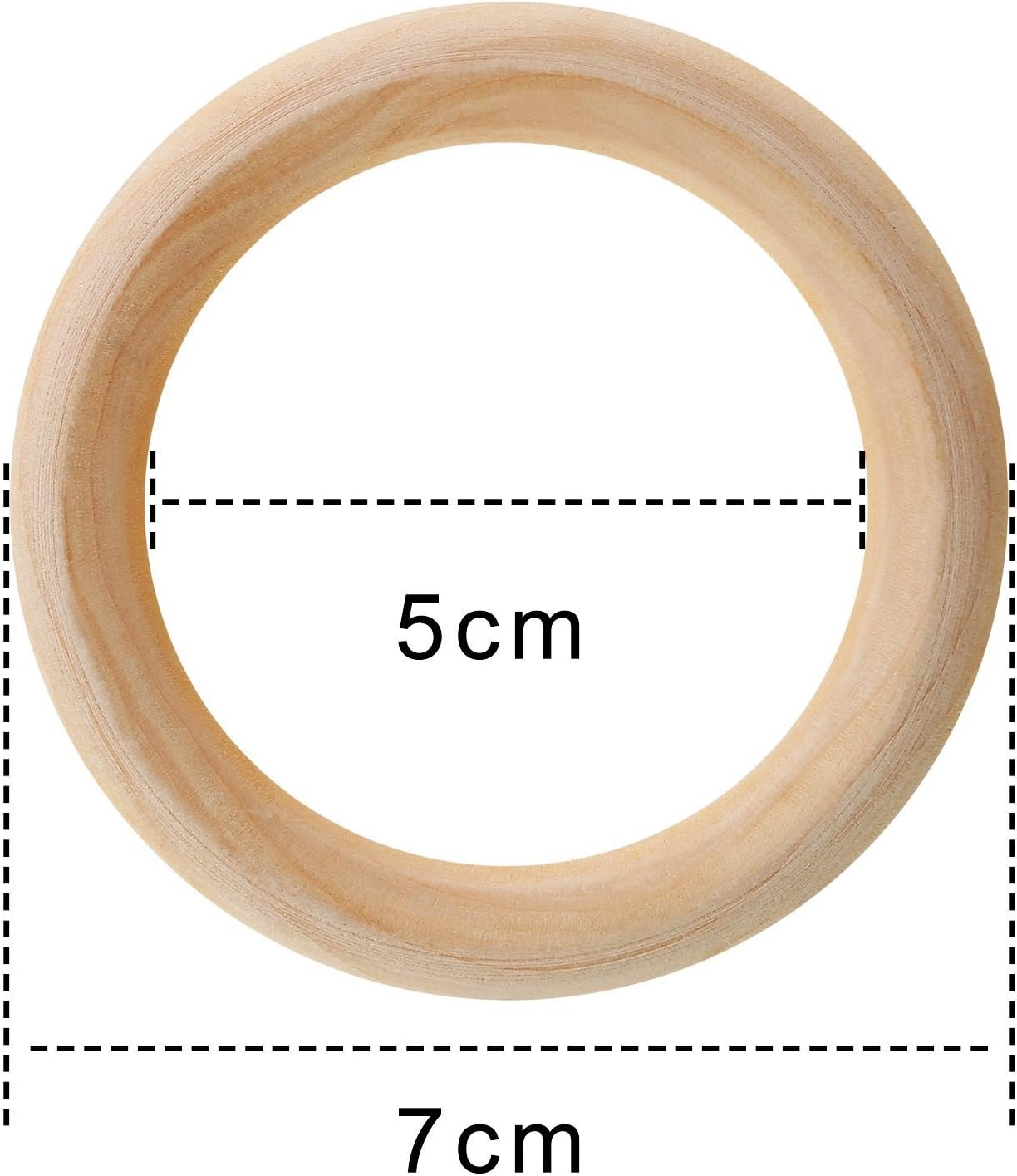 Onwon 10 Pieces Wooden Rings Natural Wood Rings Without Paint Smooth Unfinished Wood Circles for Craft DIY Baby Teething Ring Pendant Connectors Jewelry Making (70mm)