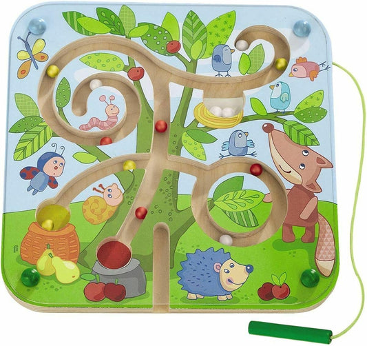 HABA Tree Maze Wooden Magnetic Puzzle Game - Develops Fine Motor Skills & Color Recognition
