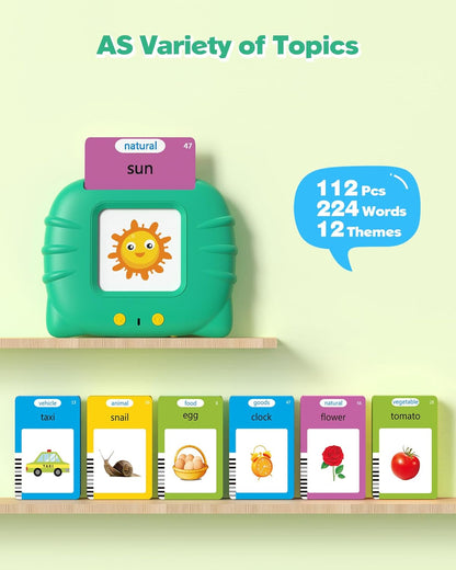 Airbition Talking Flash Cards for Toddlers 1 2 3 4 Year Olds, Montessori Language Learning Toys with 224 Words, Pocket Speech Therapy Toys, and Speech Development Educational Playthings for Children