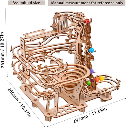 3D Wooden Puzzles Marble Run Chain Kit, Wood Creative Mechanical Puzzles Assembly Model Building Kits to Build for Adults & Kids, DIY Wooden Puzzle Hobbies Toys for Adults &Teens Gifts