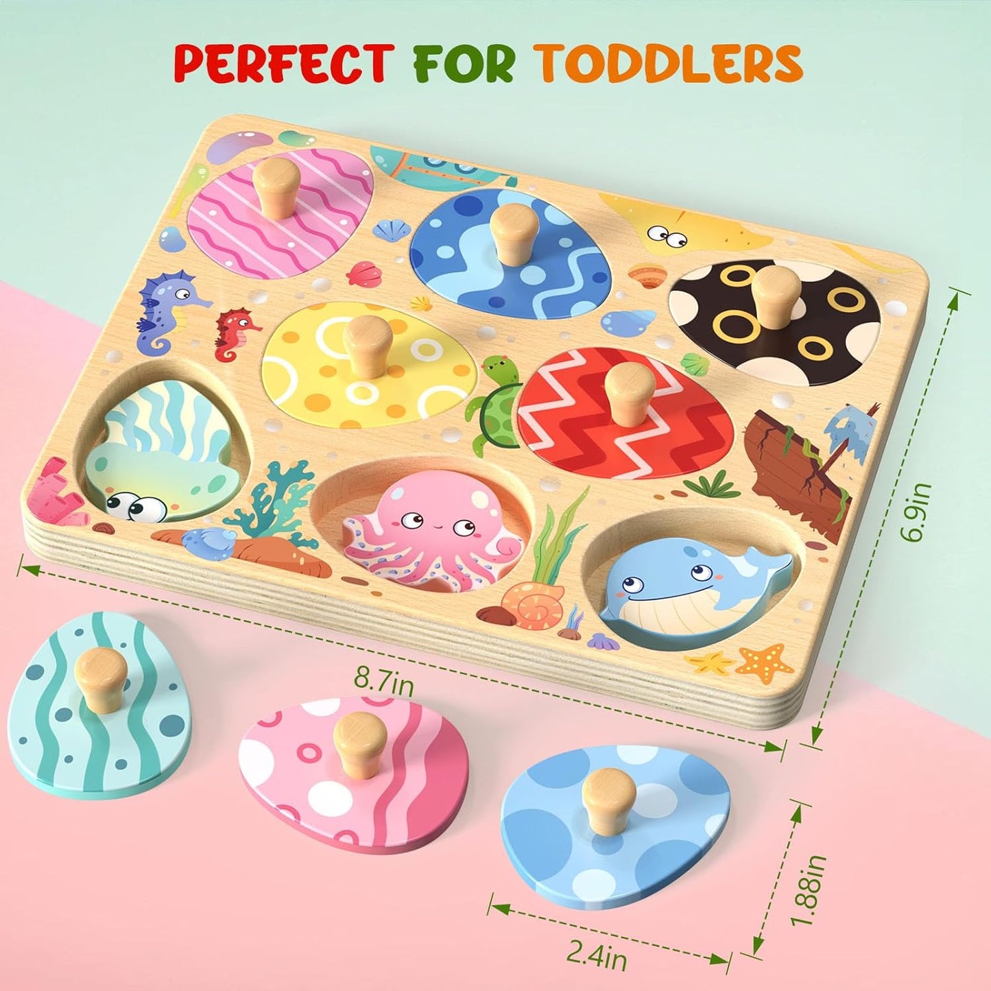 Zeoddler Easter Wooden Puzzles for Toddlers, 8 Pcs Farm Animal Matching Egg Puzzle, Montessori Toys for Boy Girl Birthday Gifts, Preschool Learning Activities & Educational Toys for Boys, Girls
