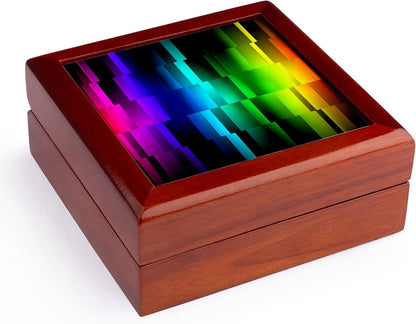 3dRose Prism Fractions a spectrum of colors displayed in geometric section Jewelry Box 7 x 7 inch with 4 inch tile