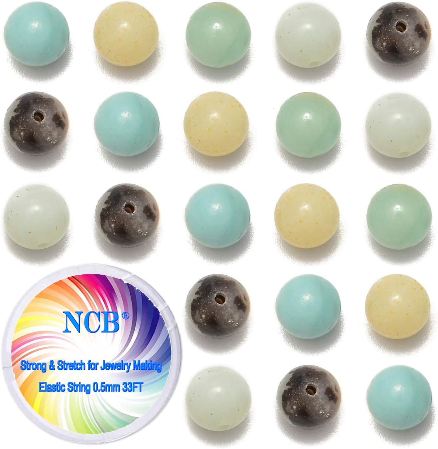 NCB 100pcs Original Natural Stone Beads Gemstone Round Loose Beads 6mm 8mm 10mm (Blue Aventurine, 6mm 100Beads) - Colors A