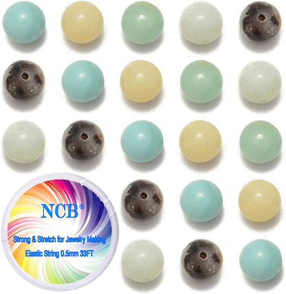 NCB 100pcs Original Natural Stone Beads Gemstone Round Loose Beads 6mm 8mm 10mm (Blue Aventurine, 6mm 100Beads) - Colors A