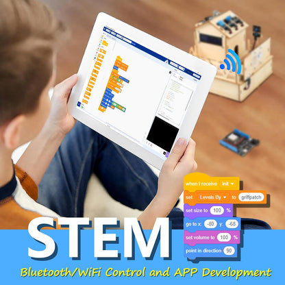 ESP32 IoT STEM Kit for Arduino/Acecode, 3D Wooden Puzzles Smart Home Learner Kit for Kids Age 10+, Educational STEM Toy House DIY Sensor Coding Set, Voice/APP Control, Gift for Adults Teens Boys Girl