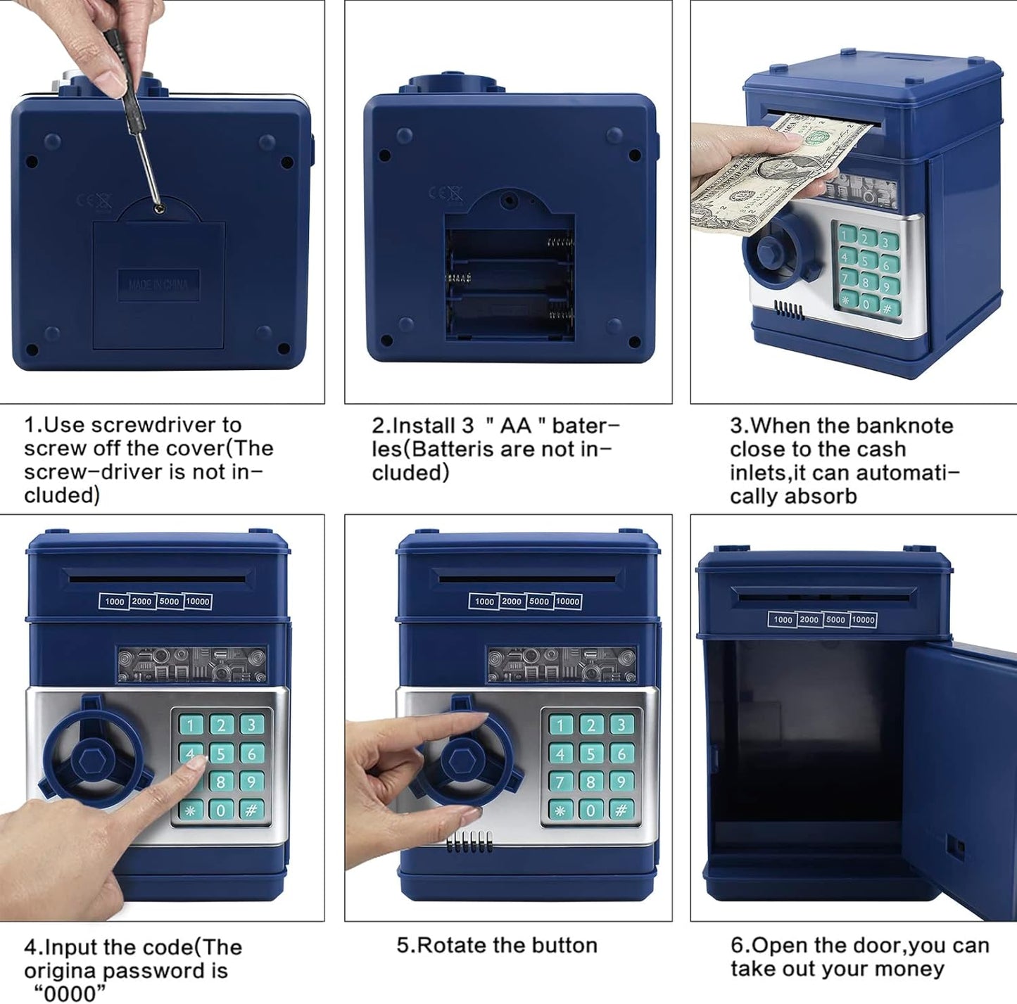 Mini ATM Piggy Bank ATM Machine Best Gift for Kids,Electronic Code Piggy Bank Money Counter Safe Box Coin Bank for Boys Girls Password Lock Case (Rose Gold)