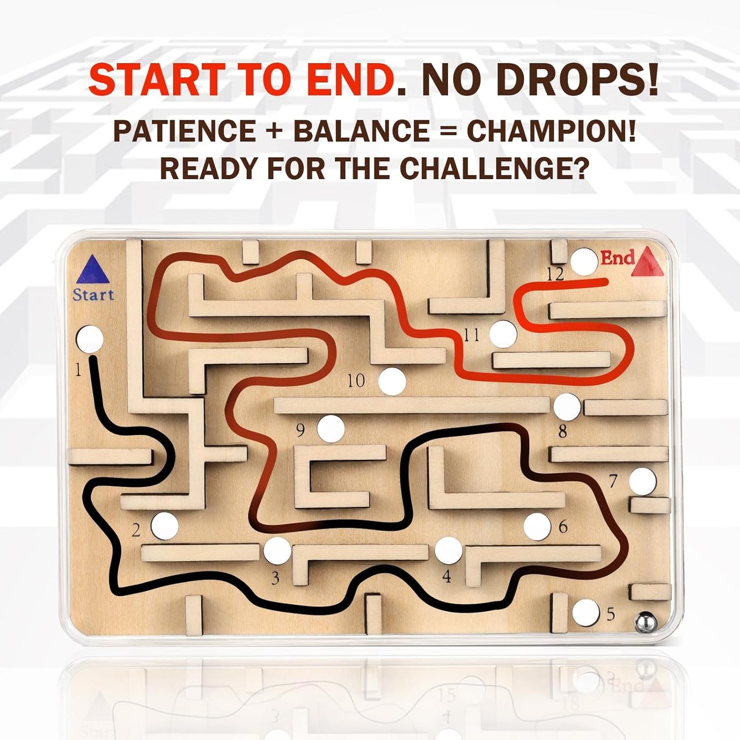 Handheld Fidget Puzzle Game for Kids and Adults - Challenging Wooden Labyrinth Marble Maze for Teen Boys - Fun Brain Teaser Puzzle Fidget Toys for Travel Stocking Stuffer Party Favor for Kids Ages 8+