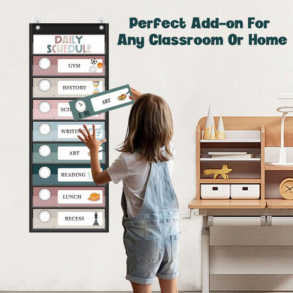Circle Time Learning Center Pocket Chart for Classroom, Dry Erase Alphabet & Number Flash Cards, Write ABC Letter Tracing Writing Practice Games for Kids, Learning Weather Counting Color Shape