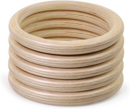 FoDau770 5pcs Natural Beech Wooden Rings, Unfinished Solid Wood Rings Heavy Duty Wood Circles, Macrame Craft Circles for Party, Home Decor & DIY Making - Outer Diameter: 3 Inch