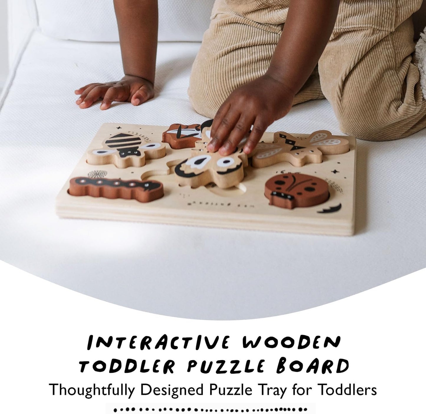 Wee Gallery Wooden Puzzles for Toddlers 1-3 – Count to Ten Ladybugs Toddler Puzzle, Puzzles for 1 Year Old & Up, Wooden Toddler Puzzle for Fine Motor Skills & Early Number Learning